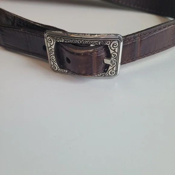 Brighton Vintage‎ Crossbody  Brown Leather Bag/Purse Croc Embossed Hang Tag - Picture 5 of 10